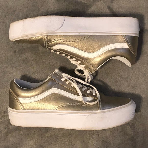 vans old skool platform gray gold